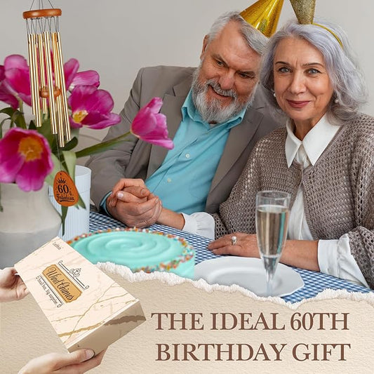 Leebbsin Birthday Gifts for Women, 60th Birthdays Wind Chimes, Happy 60 Years Old Birthday Gifts for Women Friendship, Best Friends, Coworker, Sister, Wife, Mom, Female, Best Gift Ideas