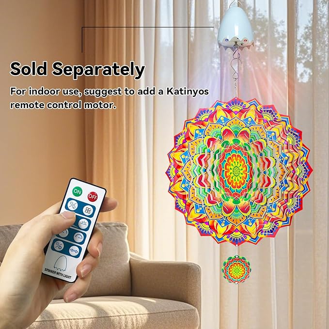 Wind Spinners,12 inch Multi Color Mandala with 360° Swivel Hook for Yard and Garden, Bird Wind Catcher, Metal Wind Spinners Outdoor for Lawn Hanging Crafts Decor Kinetic Yard Art Ornament Gifts