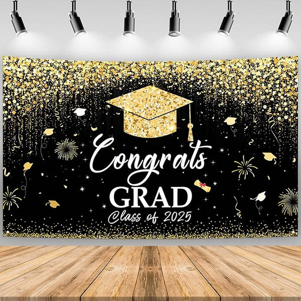 Large School Graduation Party Banner Decorations 72x44 Inch, Graduate Banner for Class of 2025 Ceremony Congratulations Grad School Prom Favors Party Supplies, Garden Flag Photography Background