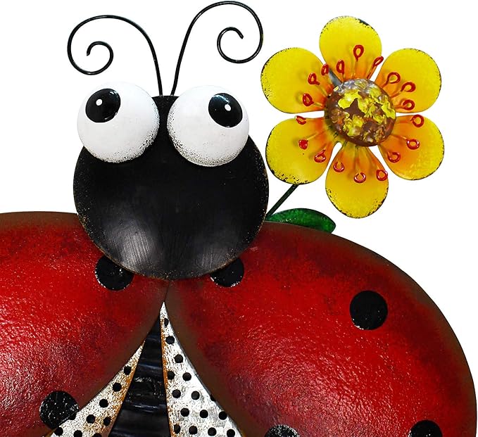 Metal Garden Stakes Spring Yard Sign Decorative Plant Stake Lawn Art Patio Decor Pathway Ornaments Indoor Outdoor Decoration (Beetle)