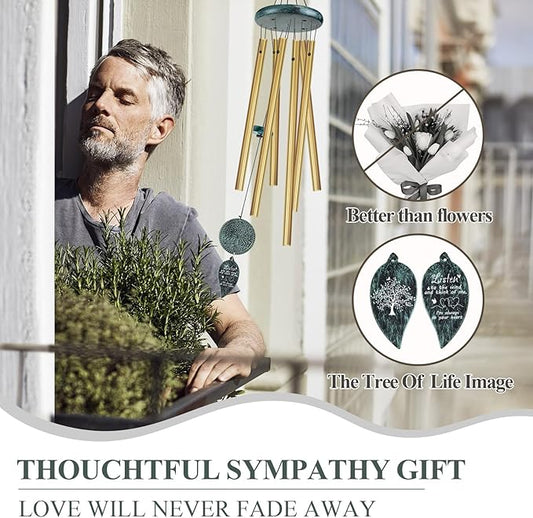 Sympathy Gifts for Loss of Loved One, Memorial Wind Chimes with Tree of Life, Remembrance in Memory of Mom Dad, Bereavement and Condolence Memorial Gifts (Bronze Color)