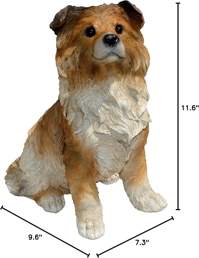 Sheep Collie Puppy L by Michael Carr Designs - Outdoor Puppy Dog Figurine for Gardens, patios and lawns (80107)