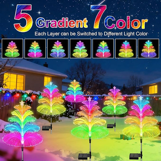 WEITEXS Solar Garden Lights Waterproof 3 Pack 7 Color Changing Outdoor Decorative Rainbow Jellyfish Lights for Outside Yard Pathway Garden Decor Patio Lawn Gifts for Mother's Women
