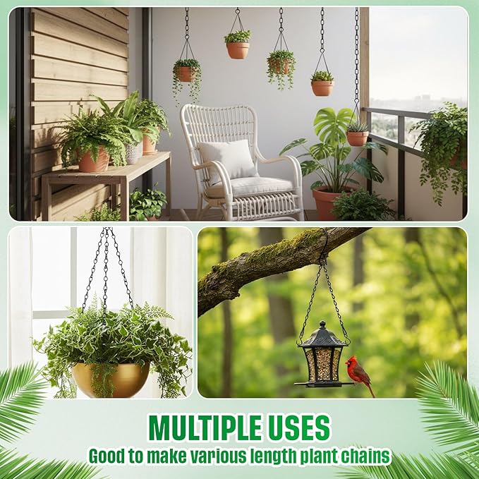 EBOOT 2 Pcs Hanging Chain for Bird Feeders, Planters, Lanterns and Ornaments (Black,9.5 Inch)
