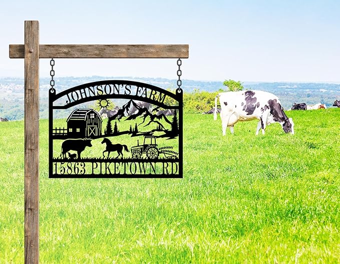 Custom Metal Ranch Sign, Outdoor Ranch Sign, Metal Hanging Farm Signs,Custom Farm Sign,Personalized Metal Farm and Ranch Signs, Custom Outdoor Hanging Sign for Farmhouse Decor and Gifts