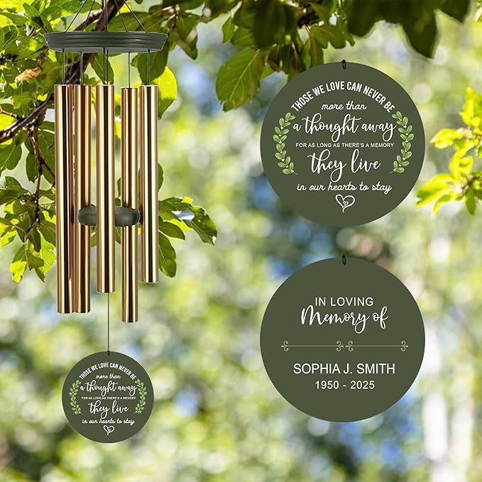ASTARIN Memorial Wind Chimes for Loss of Loved One/Mother Personalized, Bereavement Wind Chimes Gift for Funeral, Indoor/Outdoor Windchime 30/36 inch(Produced in USA)