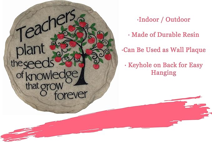 Spoontiques - Garden Décor - Teacher Stepping Stone - Decorative Stone for Garden