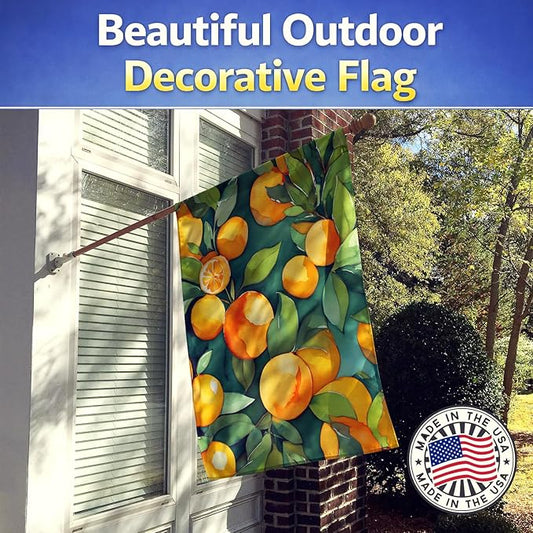 Caroline's Treasures Florida Orange Blossom in Watercolor House Flag Large Porch Sleeve Pole Decorative Outside Yard Banner Artwork Wall Hanging, Polyester, House Size, Multicolor