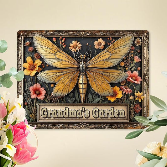 Personalized Metal Signs with Name Made in USA Custom Dragonfly Garden Sign Vintage Decorative Metal Print for Wall Decor Home Garden Ideas Gifts Artwork Prints for Yard Ourdoor