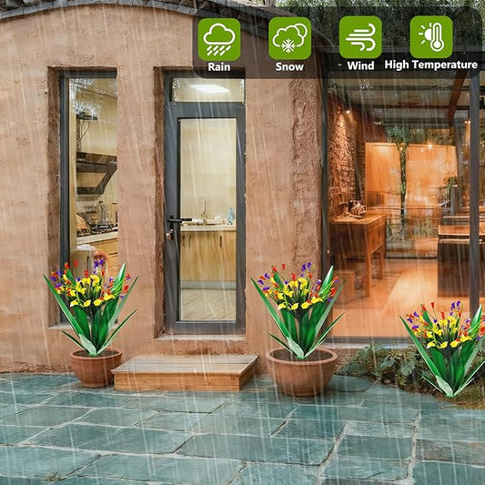 DDQ Metal Agave Plant Outdoor Decor with Artificial Flowers, Mexican Style Garden Sculpture, Waterproof Yard Art for Patio Lawn, Multiple Flower Options (Green Agave + Sunflower/Red/Yellow/Purple)