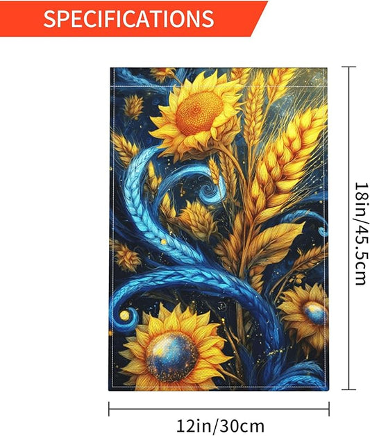 Wheat Ears Sunflower Garden Flag Seasonal Double Sided 12 x 18 Inch Small Yard Flag for Indoor Outdoor Decor Holiday All Seasons