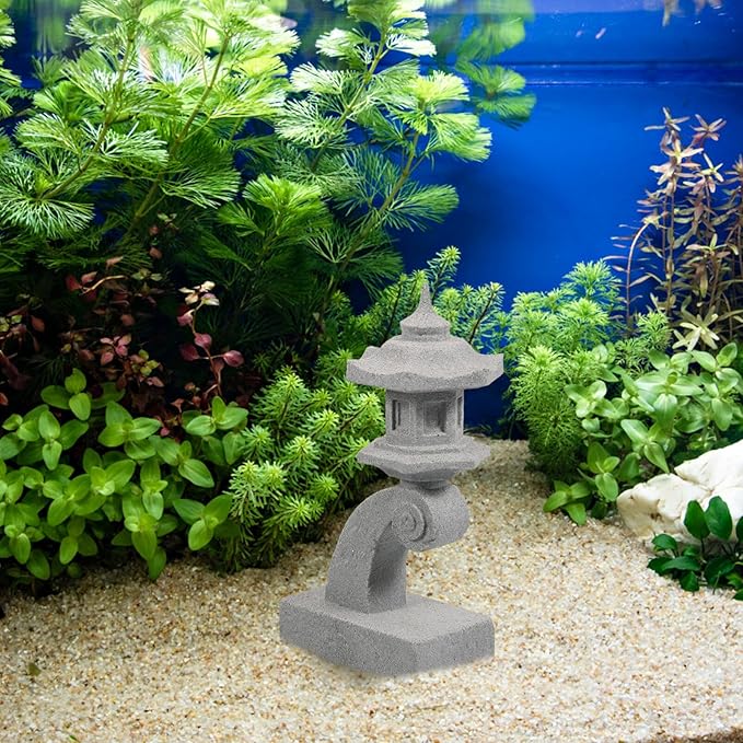OSALADI Miniature Japanese Lantern Pagoda Figurines Asian Sandstone Tower Statue Fish Tank Aquarium Ornament Fairy Garden Accessories Zen Terrarium Bonsai Decorations
