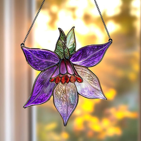 Clematis Flower Acrylic Suncatcher, Flower Suncatchers for Window Hangings, Stained Glass Effect Garden Decor, Gift for Mother's Day, Mom, Grandma, Wife, Women
