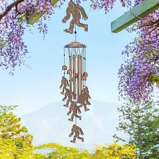 Bigfoot Wind Chimes Outdoor Sasquatch Decor, Deep Tone Soothing Melodic Tones Windchime, Memorial Wind Chimes for Outside with Big Foots Wind Catcher, Best Gifts for Men/Women Porch Garden Decoration
