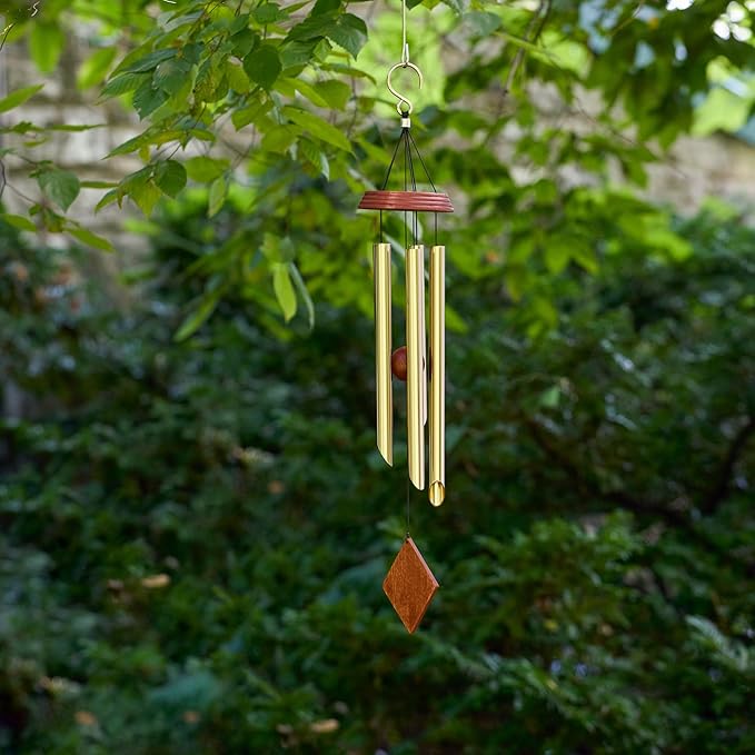Red Carpet Studios Windchime Harmony Mahogany Wood and Aluminum Wind Chimes, 26" Long, Light Bronze