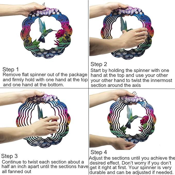 Butterfly Wind Spinners -12 inch 3D Hanging Wind Sculptures for Garden Outside Patio Yard Decor -Birthday Gift for Women