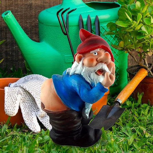 Funny Garden Gnome Statue – Cheeky Outdoor Yard Decor with Raised Finger – Resin Lawn Ornament for Patio, Garden, Desk & Man Cave Gift