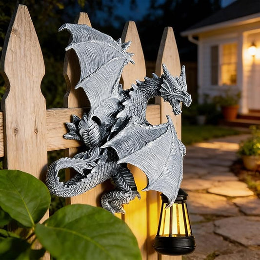 Dragon Tree Hugger Solar Garden Statue - 11 Inch Outdoor Yard, Patio, Porch Decor - Unique Birthday Housewarming Gift for Dad, Mom, Men, Women