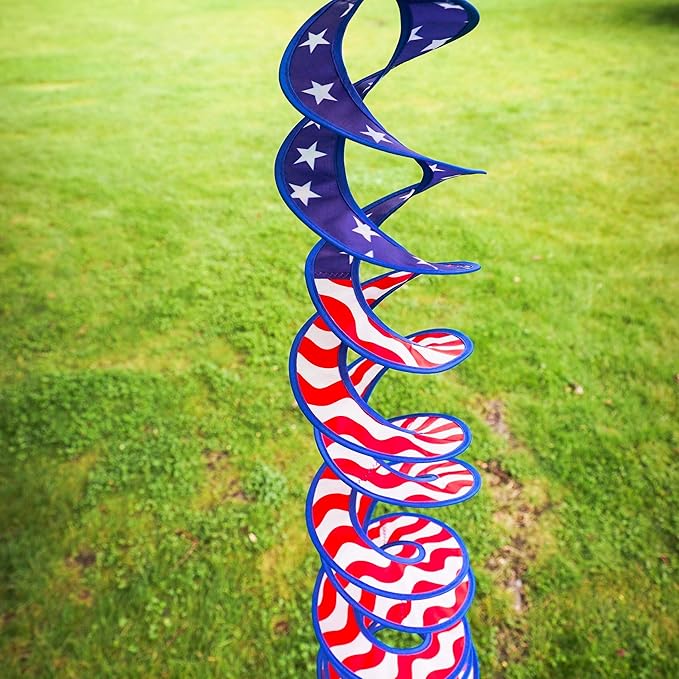 New In the Breeze 5183 Stars & Stipes Curlie Wind Spinner