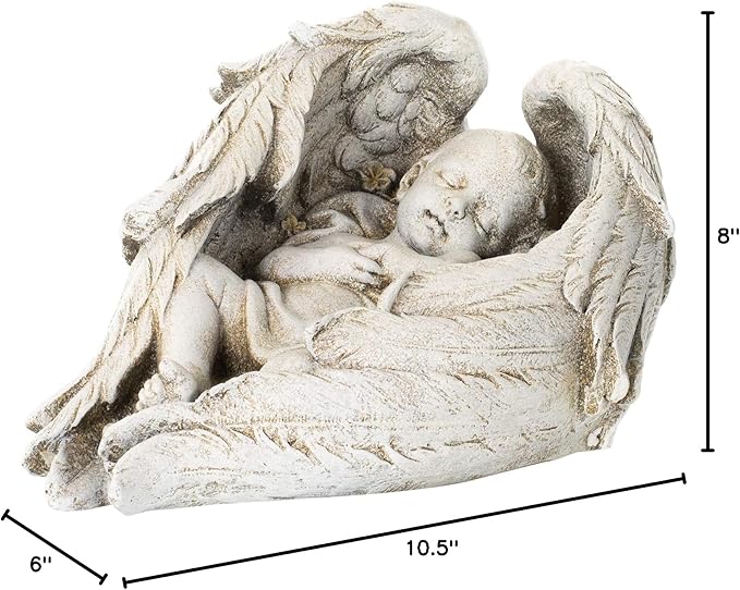 Joseph's Studio by Roman - 6" H Baby Sleeping in Angel Wings Garden Statue, Outdoor Decor, Religious Gifts, Mothers Day