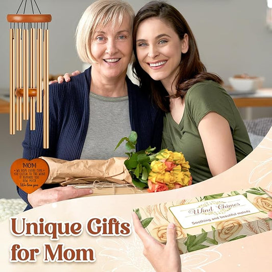 Gifts for Mom, Mom Birthday Gifts Wind Chimes 25.6", Garden Hanging Decor Gift Suitable for Moms from Daughter Son, Unique Mother Gift for Christmas, Valentines Day, Mothers Day, Patio Decoration