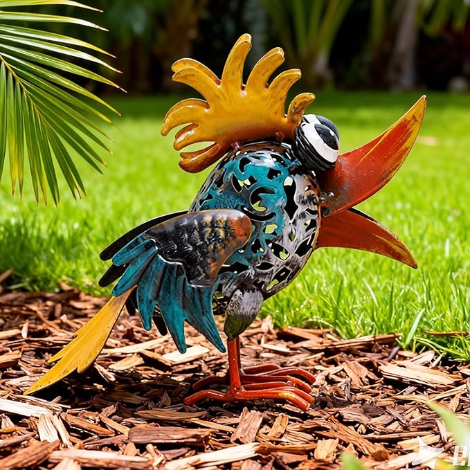 Metal Yard Art - Metal Bird Garden Decor, Outdoor Animal Sculpture Lawn Art Decor, Large Yard Art for Patio Balcony Front Backyard - Birthday Gifts for Mom Grandma Women
