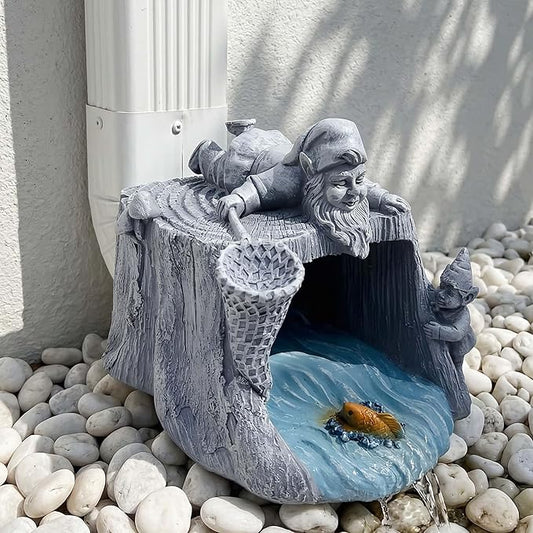 Funny Gnome Statue - Eco-Friendly Resin Outdoor Decor Sculpture, Gutter Diverter Rain, Downspout Extender, Splash Block, Decorative Gutter Extension, Perfect for 3x4 Downspouts