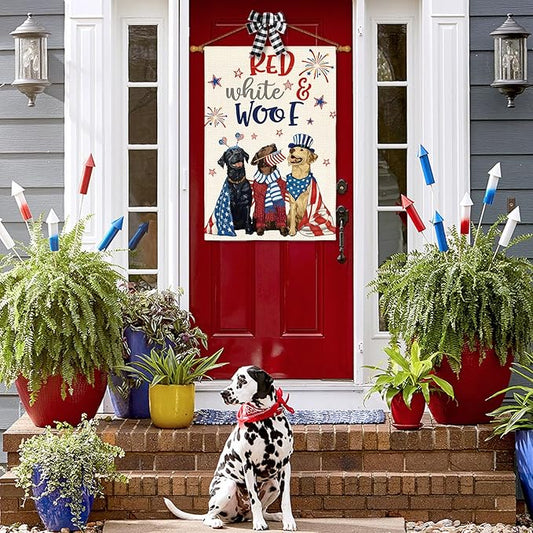 AVOIN colorlife 4th of July Dogs House Flag 28x40 Inch Double Sided Outside, Independence Day Patriotic American Stars and Stripes Yard Outdoor Decoration