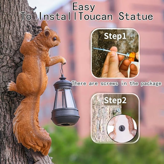 14in Big Squirrel Solar Squirrel Sculpture Decoration Resin Outdoor Garden Decoration, Suitable for Outdoor Garden Decoration, Suitable for Ladies, Mothers, Grandma Gifts