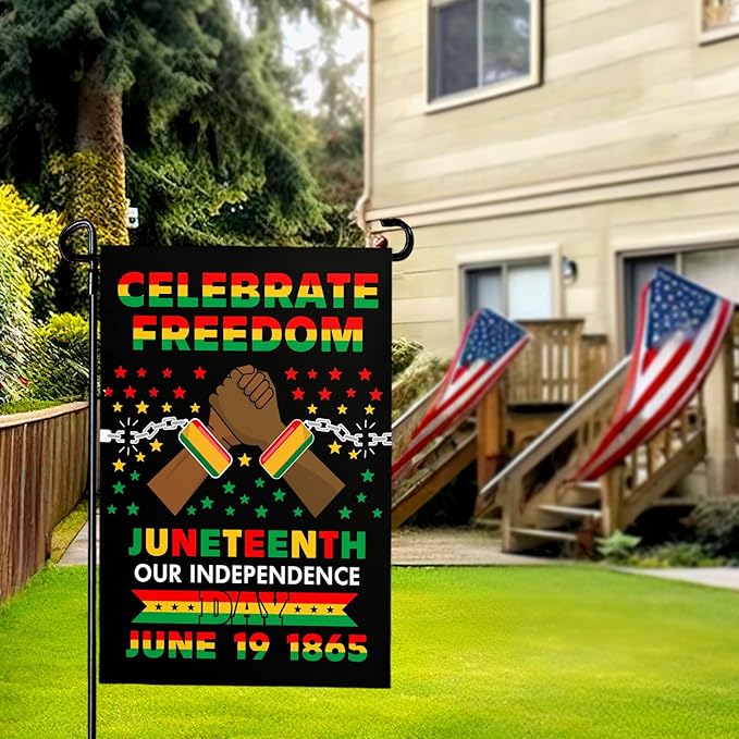 Juneteenth Garden Flag June 19th African American Emancipation Independence Day Yard Flag Celebrate Freedom Since 1865 Garden Flags Stars and Stripes Polyester Double Sized House Banner