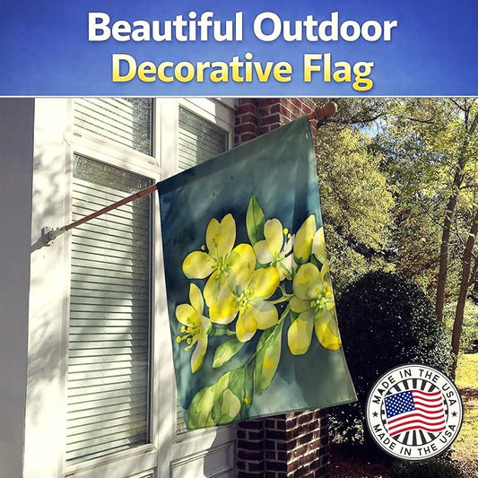Caroline's Treasures South Carolina Yellow Jessamine in Watercolor House Flag Large Porch Sleeve Pole Decorative Outside Yard Banner Artwork Wall Hanging, Polyester, House Size, Multicolor