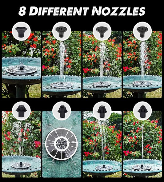 Yzert Solar Fountain Glass Panel with 2200 mah Battery, 3.5W Floating Solar Water Fountain with 4 Fixed Rods, Solar Pump for Bird Bath, Garden, Pond, Pool, Outdoor (White Panel Colorful Lights)