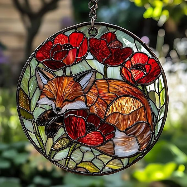 Fox Acrylic Suncatcher, Boho Suncatchers for Window Hanging Ornament, Stained Glass Effect Indoor Outdoor Garden Decor for Nature Lover, Gifts for Mother's Day, Mom, Grandma, Wife, Women