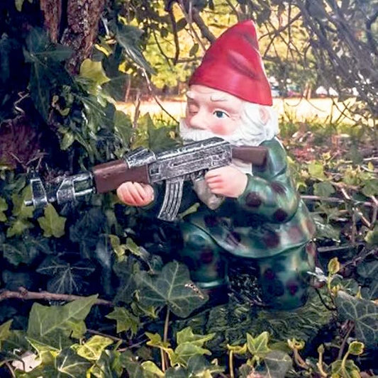 Military Garden Gnomes, Garden Statues Gnome with Gun, Funny Army Gnomes Soldiers Tactical Statue for Indoor Outdoor, Patio, Yard, Lawn, Christmas Ornaments, Home Décor (Red)