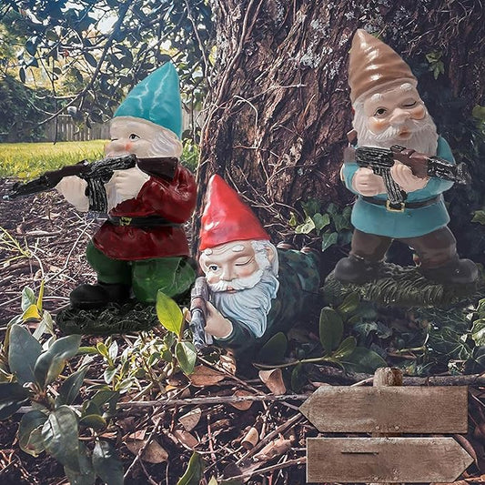 Military Garden Gnomes, Garden Statues Gnome with Gun, Funny Army Gnomes Soldiers Tactical Statue for Indoor Outdoor, Patio, Yard, Lawn, Christmas Ornaments, Home Décor