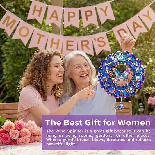 Butterfly Wind Spinner Outdoor Hanging for Yard Garden for Women Mom Grandma Birthday,12 inch 3D Hanging Wind Sculptures Metal Wind Spinners for Outside, Garden, Patio, Yard Decor