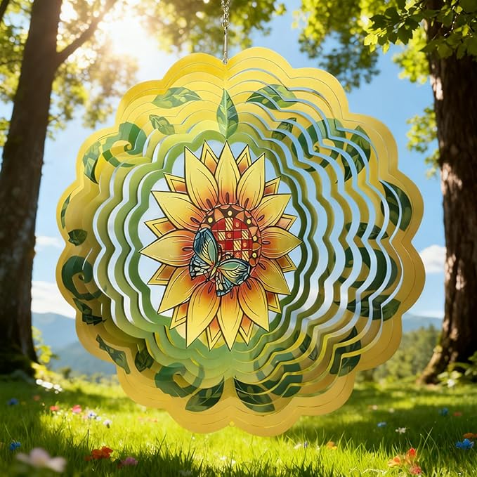 Colorful Wind Chimes Spinner Decorate Your Garden with This 12-inch Stainless Steel Wind Spinner Outdoor Clearance Metal 3D Hanging Decor Wind Sculptures for Lawn Yard Perfect Ornament Gift