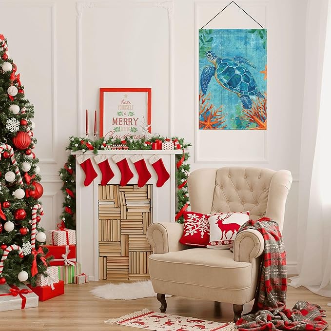 Navigation Sea Turtles Garden Flag Seasonal Double Sided 12 x 18 Inch Small Yard Flag for Indoor Outdoor Decor Holiday All Seasons