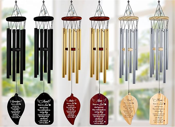 Personalized Son Cardinal Memorial Crystal Wind Chimes Remembrance Sympathy Ornament Keepsake in Memory of Child Boy Kid Offspring Custom Name Bereavement Condolence Gift for Outdoor Hanging