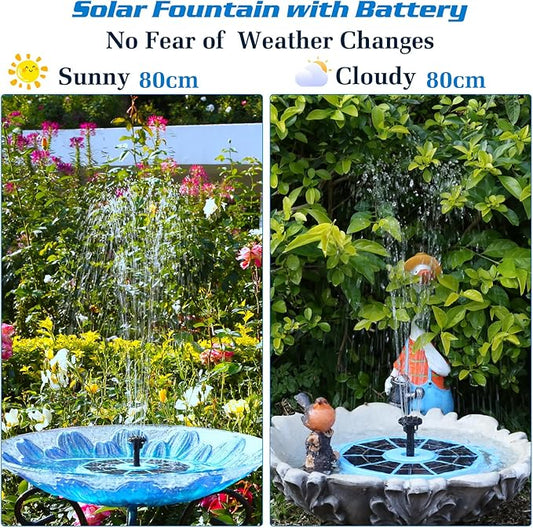 AISITIN 3.5W Solar Bird Bath Fountain with Built-in 1800mAh Battery, Solar Water Pump with 8 Nozzles, Solar Powered Fountain for Garden, Birdbath, Pond, and Outdoor Decor