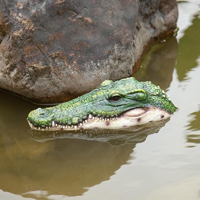 Realistic Floating Alligator Head Decoy for Ponds & Pools - Premium Quality Crocodile Decor, Duck Deterrent, Garden & Yard Animal Protector, Lifelike Predator Replica