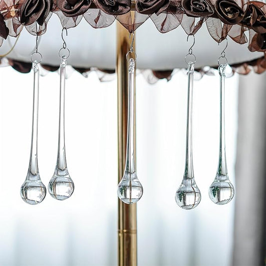 H&D 10pcs 5.9inch Large Suncatcher Crystal Raindrop Chandelier Prisms Hanging Drops Pendants Sun Catchers DIY Parts (Clear)