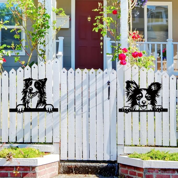 Metal Dog Wall Decor Black Metal Wall Decor Minimalist Dog Decorations for Home Funny Farm Animals Decor Iron Outdoor Fence Garden Yard Art Decor