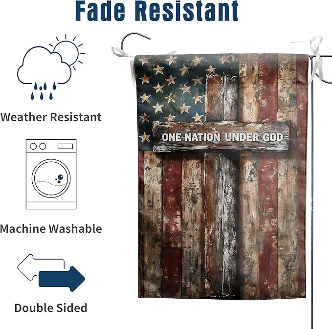 Patriotic American House Flag One Nation Under God Christian Garden Flags for Outside 28 x 40 Double Sided Large 250 Anniversary USA 4th of July Independence Memorial Day Decor