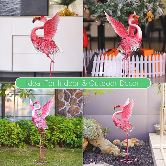 Goodeco Garden Flamingo Yard Decorations - Pink Flamingo Statue with Flying Wings for Yard Patio Decoration, Gardenning Gifts, Perfect Flamingo Gifts, Eye-Catching Ornament for Indoor and Outdoor Use