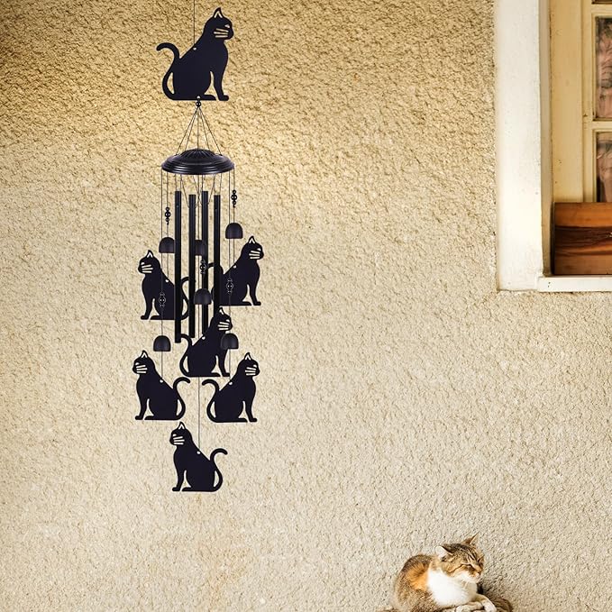 Cats Wind Chimes Outdoor Decor, Mobile Wind Catcher, Retro Cat Wind Bells, Blessing Wind Chime, Memorial Windchimes for Home, Balcony, Yard, Room, Xmas, Party, Indoor, Garden Decoration, Gifts for Mom