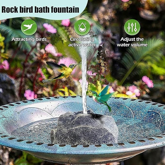 Solar Fountain Bird Bath with Solar Panel, Granite Water with 8 Nozzles Solar Water Fountain for Birdbath Outdoor, Pond, Patio Garden, and Fish Tank,Outdoor Garden, Pond & Water Features