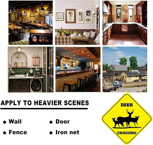 Deer Crossing Signs Square Funny Metal Signs for Home Decor Kids Room Gate Yard Sign Novelty Gifts 12"x12"