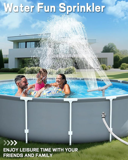 Swimming-Pool Waterfall-Fountain Water Fun Sprinkler - Dual Sprayer Multiple Spray Method, Pool Decoration Cascade Fountain for Above & In-ground Pools, Practical Pool Aerator Water Cooler Circulation
