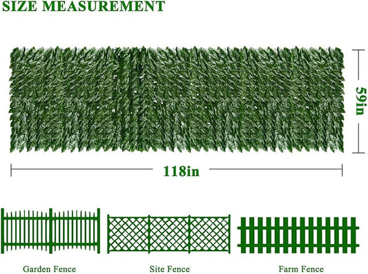 iCover Artificial Ivy Privacy Screen for Fence, 59x118in Strengthened Joint Prevent Leaves Falling Off, Faux Hedge Panels Greenery Vines, Decorative Fences for Outdoor, Garden